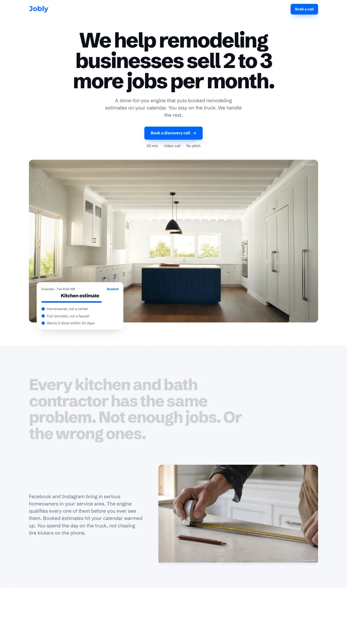 The home page of gojobly.co, top to bottom